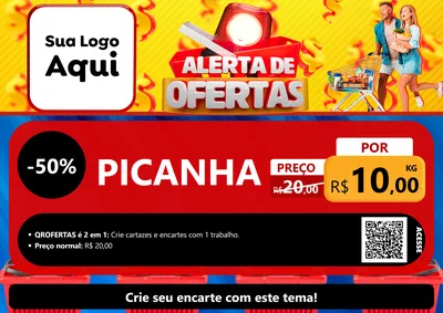 Modelo de Cartaz para Cartaz A4 Horizontal com o tema Alerta de Ofertas para Açougue