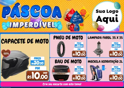 Modelo de Encarte para Encarte A4 Horizontal com o tema Páscoa Imperdível para Moto peças