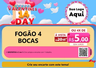 Modelo de Cartaz para Cartaz A4 Horizontal com o tema Valentine's Day para Móveis e Eletro