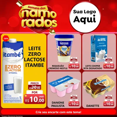 Modelo de Rede Social para Feed Facebook com o tema Semana dos namorados para Frios e Laticínios