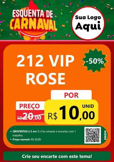 Modelo de Cartaz para Cartaz A4 Vertical com o tema Esquenta de Carnaval para Perfumes