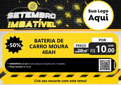 Modelo de Cartaz para Cartaz A4 Horizontal com o tema Setembro Imbatível para Baterias Elétricas