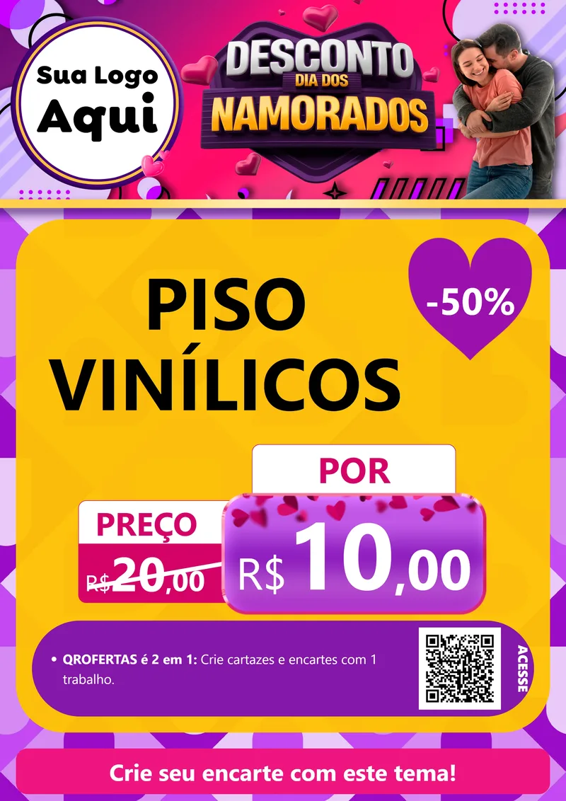 Modelo de Cartaz para Cartaz A4 Vertical com o tema Desconto Dia dos Namorados para Material para Construção