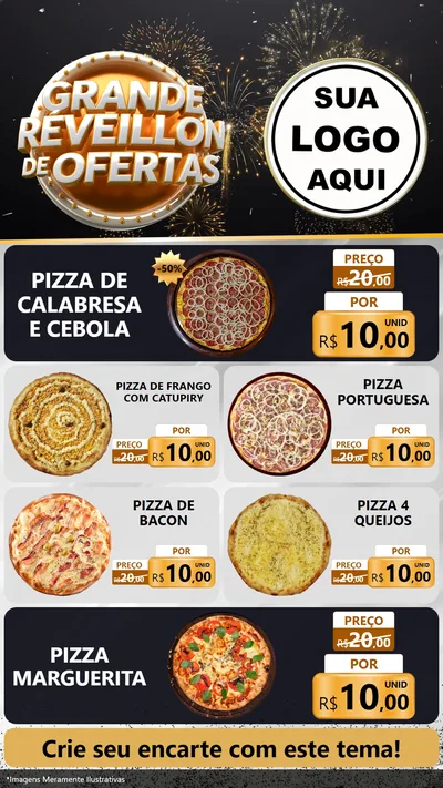 Modelo de TV para TV Vertical com o tema Grande Réveillon de Ofertas para Pizzaria