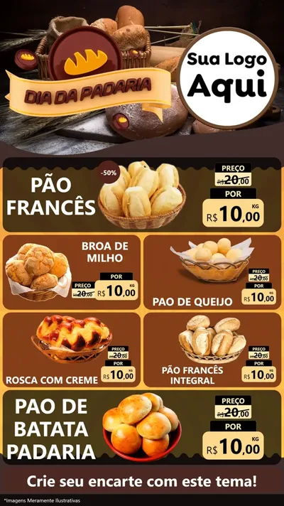 Modelo de TV para TV Vertical com o tema Dia da Padaria para Padaria