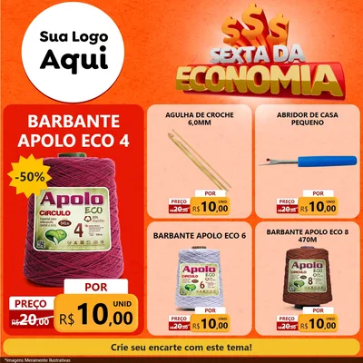 Modelo de Rede Social para Feed Facebook com o tema Sexta da Economia para Armarinho e Aviamentos
