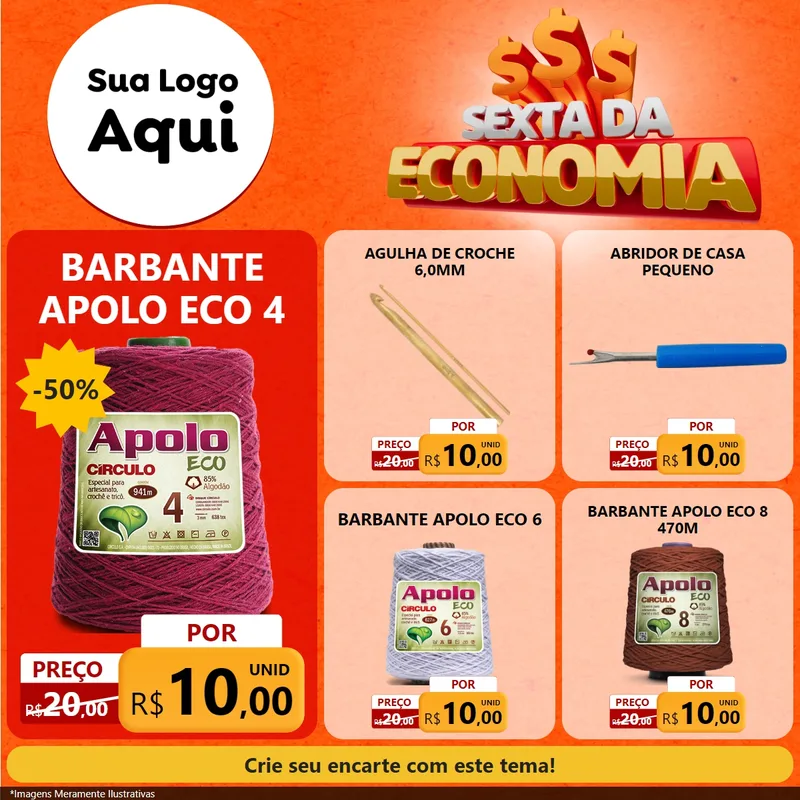 Modelo de Rede Social para Feed Facebook com o tema Sexta da Economia para Armarinho e Aviamentos