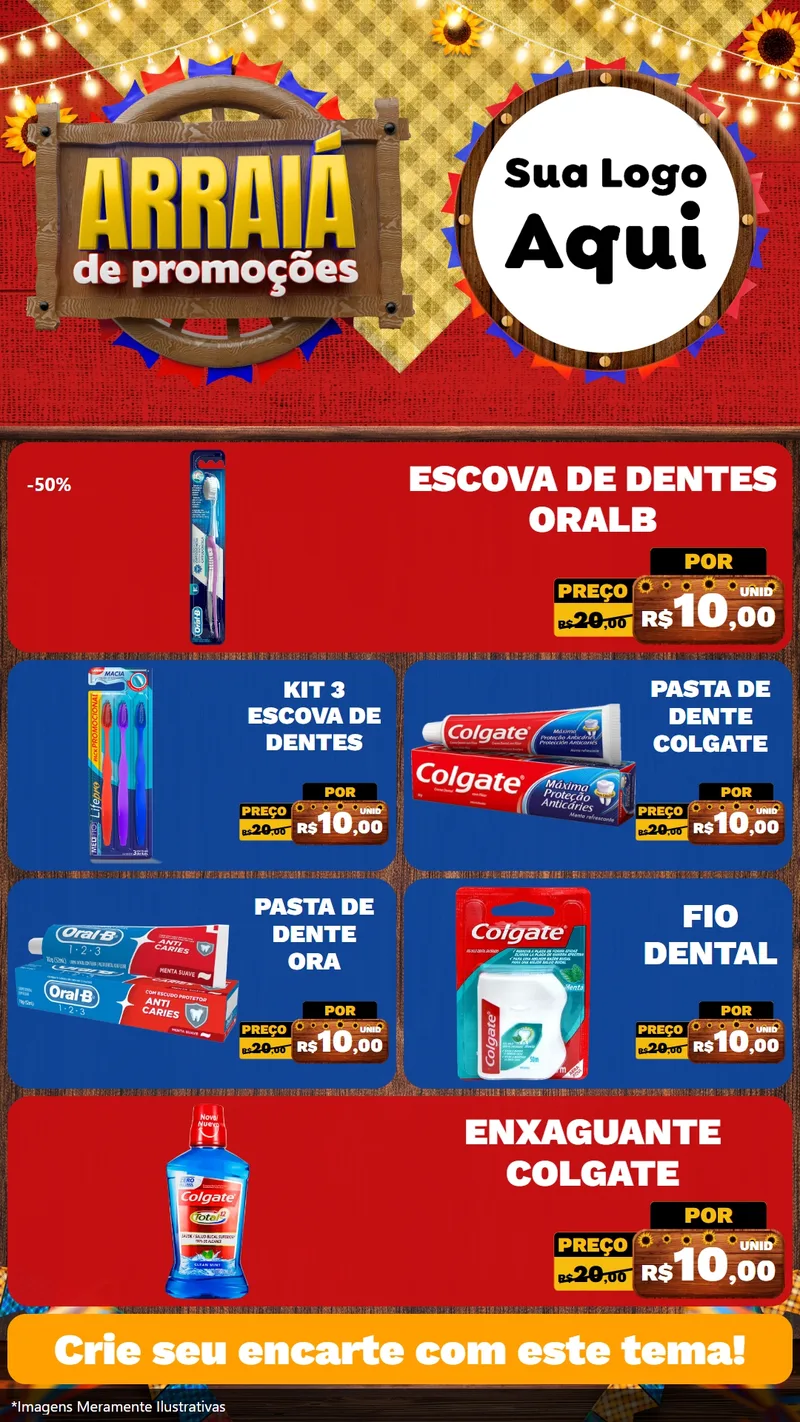 Modelo de TV para TV Vertical com o tema Arraiá de Promoções para Higiene Pessoal