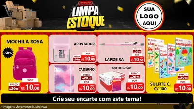 Modelo de TV para TV Horizontal com o tema Operação Limpa Estoque para Papelaria