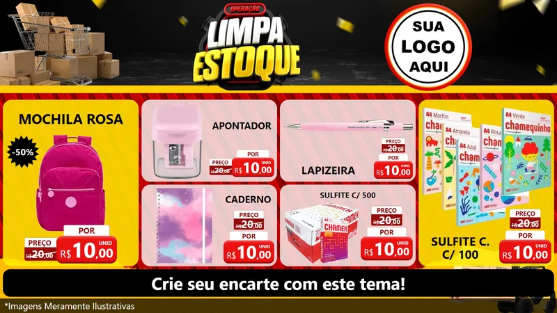 Modelo de TV para TV Horizontal com o tema Operação Limpa Estoque para Papelaria