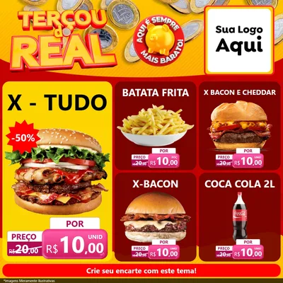 Modelo de Rede Social para Feed Facebook com o tema Terçou do Real para Hamburgueria