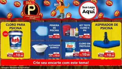 Modelo de TV para TV Horizontal com o tema Dia P - O Dia Mais Barato Do Mês para Produtos para Piscina