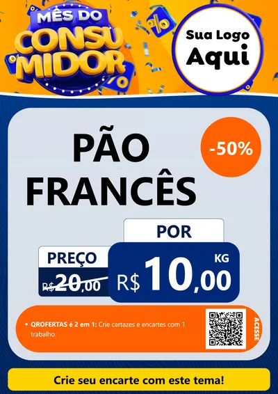 Modelo de Cartaz para Cartaz A4 Vertical com o tema Mês do Consumidor para Padaria
