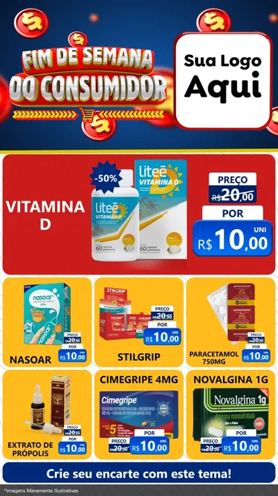 Modelo de Rede Social para Stories com o tema Fim de Semana do Consumidor para Farmácia