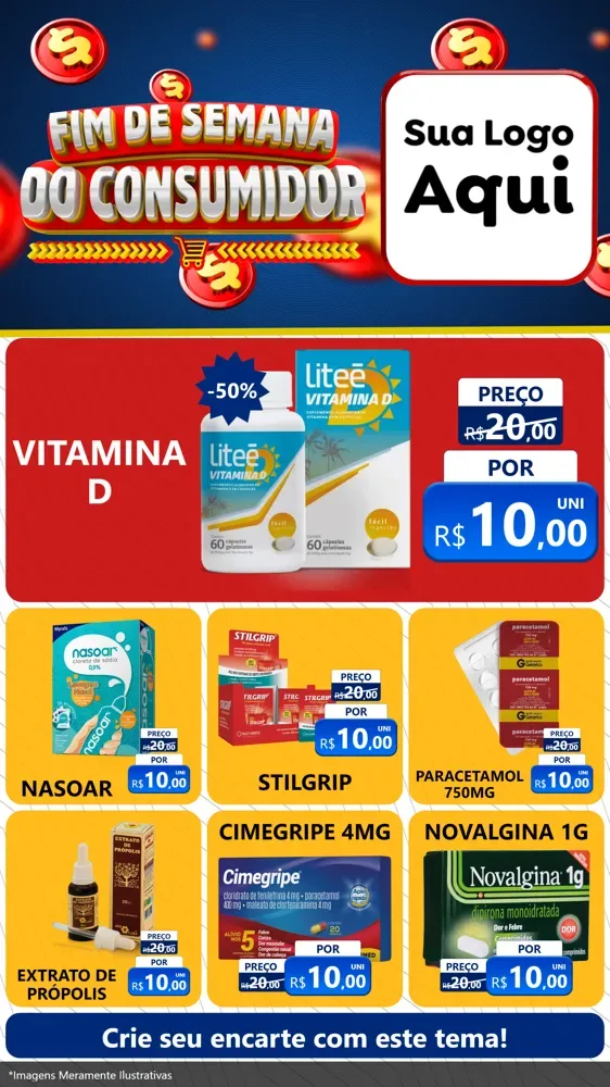Modelo de Rede Social para Stories com o tema Fim de Semana do Consumidor para Farmácia