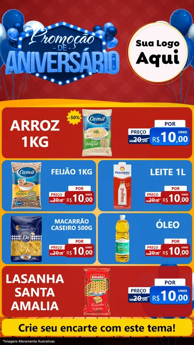 Modelo de TV para TV Vertical com o tema Promoção de Aniversário para Supermercado