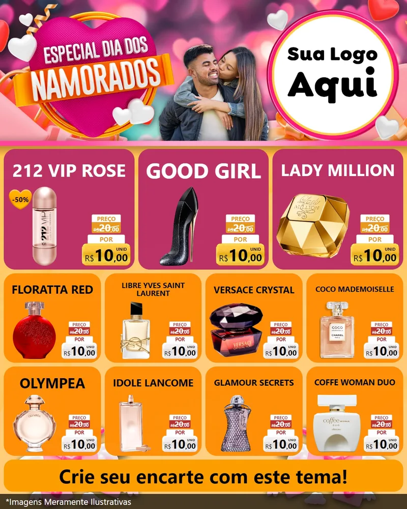 Modelo de Rede Social para Feed Instagram com o tema Especial Dia dos Namorados para Perfumes
