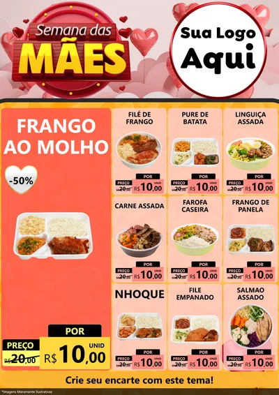 Modelo de Encarte para Encarte A4 Vertical com o tema Semana das Mães para Restaurante
