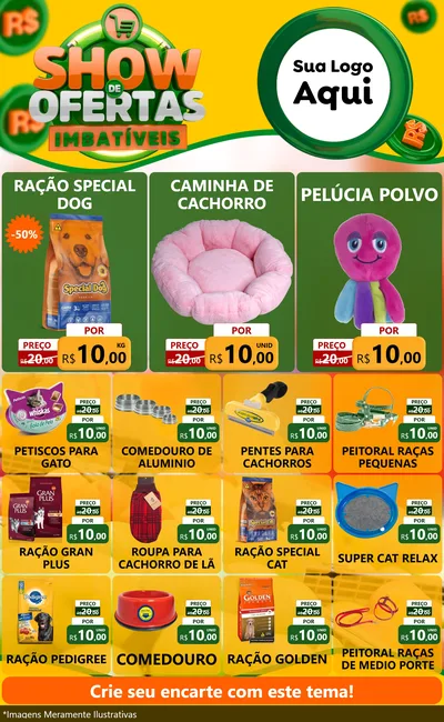 Modelo de Encarte para Encarte Grande com o tema Show de Ofertas Imbatíveis para Pet Shop