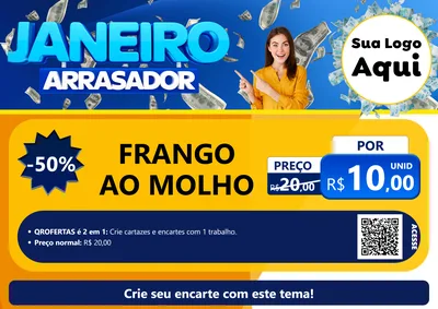 Modelo de Cartaz para Cartaz A4 Horizontal com o tema Janeiro Arrasador para Restaurante