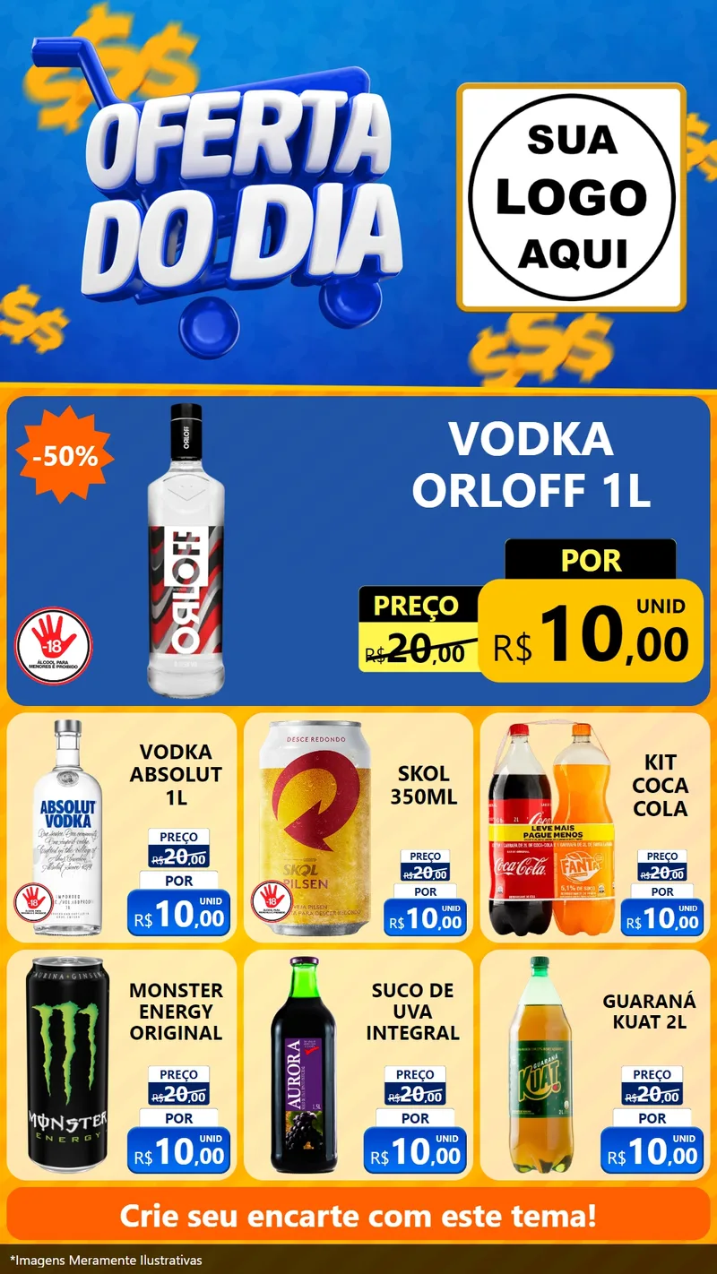 Modelo de Rede Social para Stories com o tema Oferta do Dia para Distribuidora de bebidas