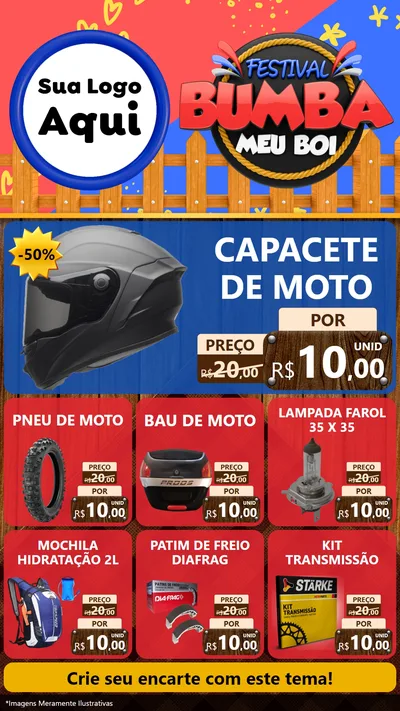 Modelo de Rede Social para Stories com o tema Festival Bumba Meu Boi para Moto peças