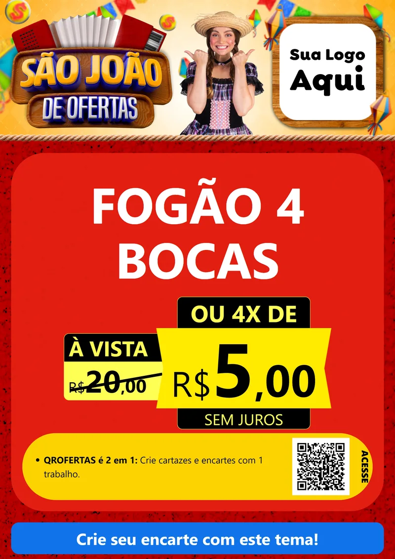 Modelo de Cartaz para Cartaz A4 Vertical com o tema São João de Ofertas para Móveis e Eletro