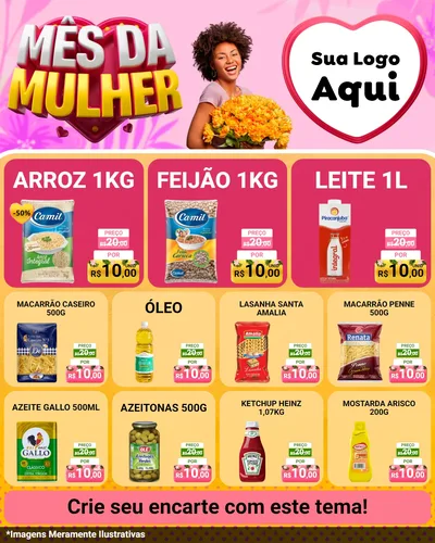 Modelo de Rede Social para Feed Instagram com o tema Mês da Mulher para Supermercado