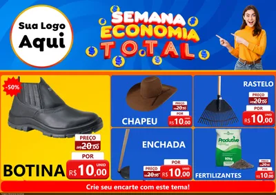 Modelo de Encarte para Encarte A4 Horizontal com o tema Semana Economia Total para Agropecuária