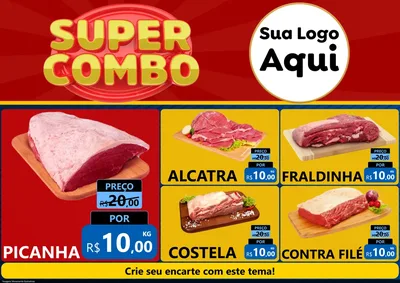 Modelo de Encarte para Encarte A4 Horizontal com o tema Super Combo para Açougue