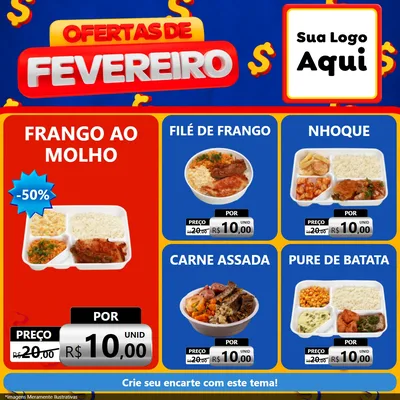 Modelo de Rede Social para Feed Facebook com o tema Ofertas de Fevereiro para Restaurante