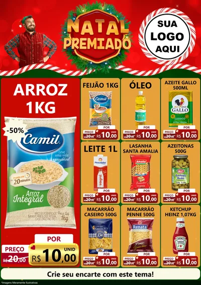 Modelo de Encarte para Encarte A4 Vertical com o tema Natal Premiado para Supermercado