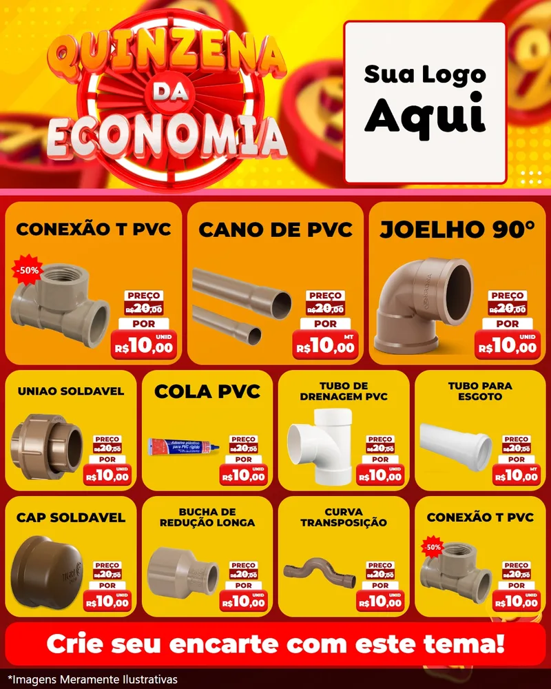 Modelo de Rede Social para Feed Instagram com o tema Quinzena Da Economia para Tubos e conexões