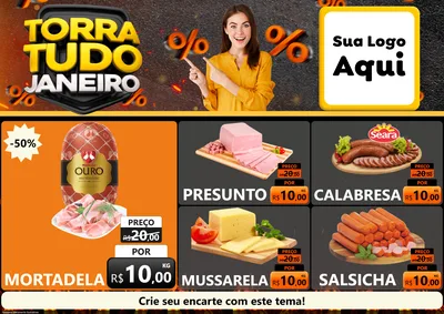 Modelo de Encarte para Encarte A4 Horizontal com o tema Torra Tudo Janeiro para Frios e Laticínios