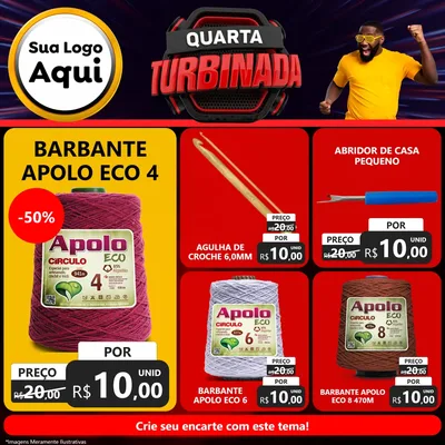 Modelo de Rede Social para Feed Facebook com o tema Quarta Turbinada para Armarinho e Aviamentos