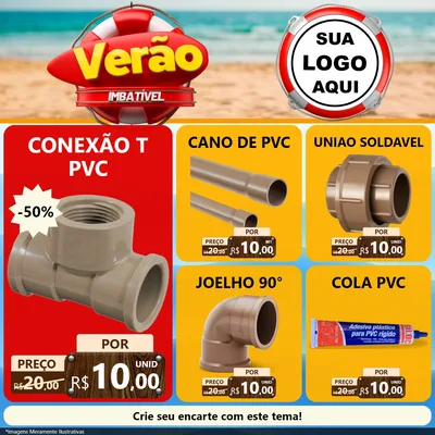 Modelo de Rede Social para Feed Facebook com o tema Verão Imbatível para Tubos e conexões