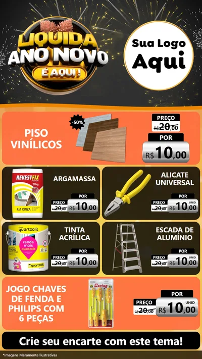 Modelo de TV para TV Vertical com o tema Liquida Ano Novo É Aqui! para Material para Construção