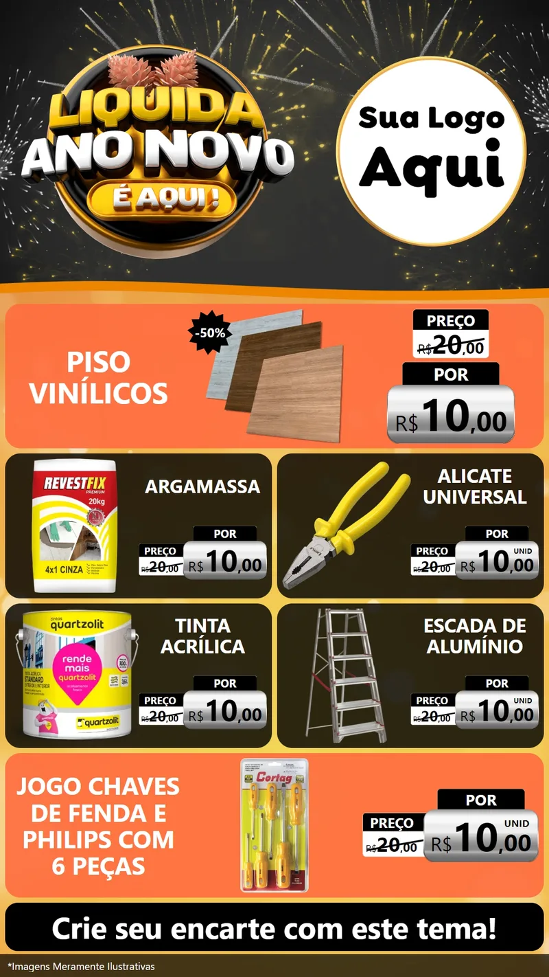 Modelo de TV para TV Vertical com o tema Liquida Ano Novo É Aqui! para Material para Construção
