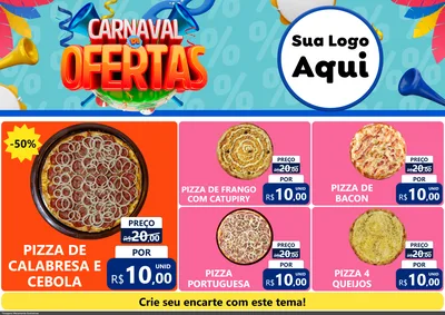 Modelo de Encarte para Encarte A4 Horizontal com o tema Carnaval de Ofertas para Pizzaria