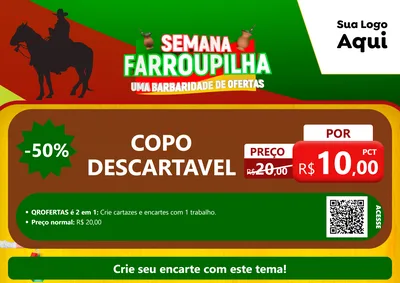 Modelo de Cartaz para Cartaz A4 Horizontal com o tema Semana Farroupilha - Uma Barbaridade de Ofertas para Embalagens