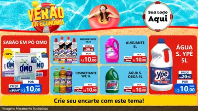 Modelo de TV para TV Horizontal com o tema Verão da Economia para Produtos de Limpeza