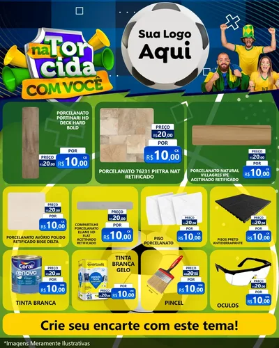 Modelo de Rede Social para Feed Instagram com o tema Na Torcida Com Você - Copa para Pisos e revestimentos