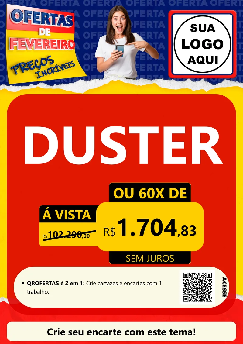 Modelo de Cartaz para Cartaz A4 Vertical com o tema Ofertas de Fevereiro - Preços Incríveis para Concessionaria de Carros
