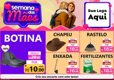 Modelo de Encarte para Encarte A4 Horizontal com o tema Semana das Mães para Agropecuária