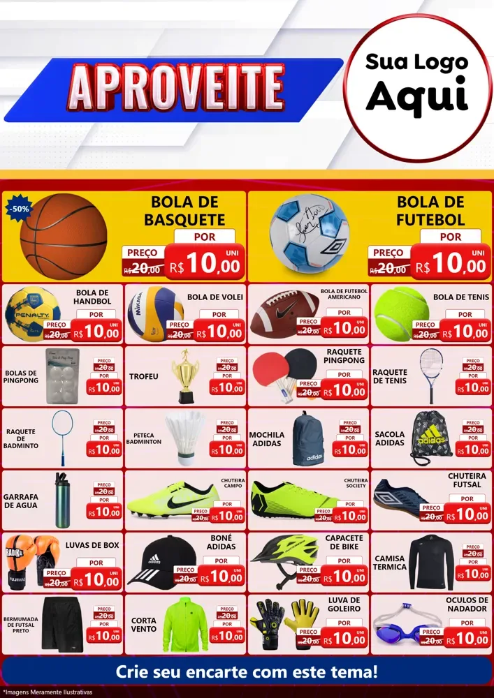 Modelo de Encarte para Encarte A4 Vertical com o tema Aproveite para Artigos Esportivos