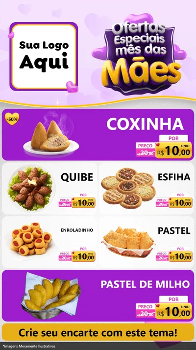 Modelo de TV para TV Vertical com o tema Ofertas Especiais - Mês das Mães para Salgadaria