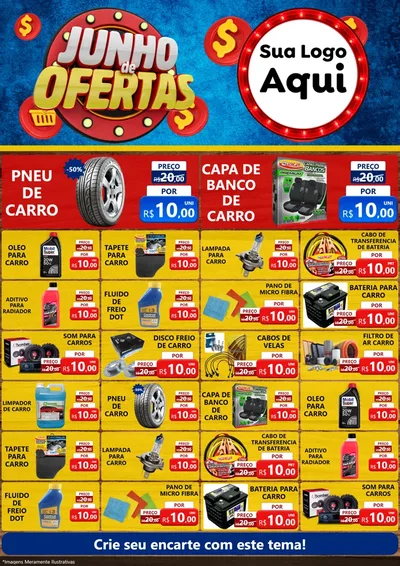 Modelo de Encarte para Encarte A4 Vertical com o tema Junho de Ofertas para Auto peças