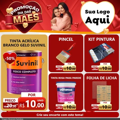 Modelo de Rede Social para Feed Facebook com o tema Promoção Dia das Mães para Tintas e Ferramentas