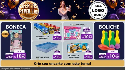 Modelo de TV para TV Horizontal com o tema Ofertas de Réveillon para Brinquedos