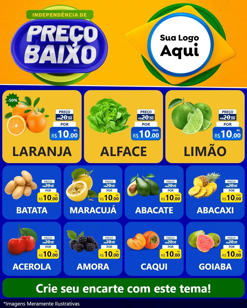 Modelo de Rede Social para Feed Instagram com o tema Independência de Preço Baixo para Hortifrúti